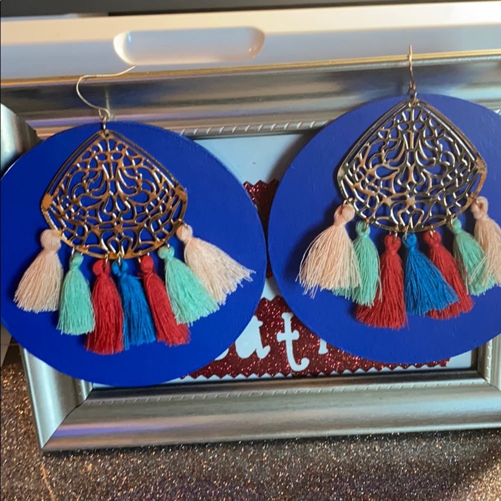 Handmade large wood earrings